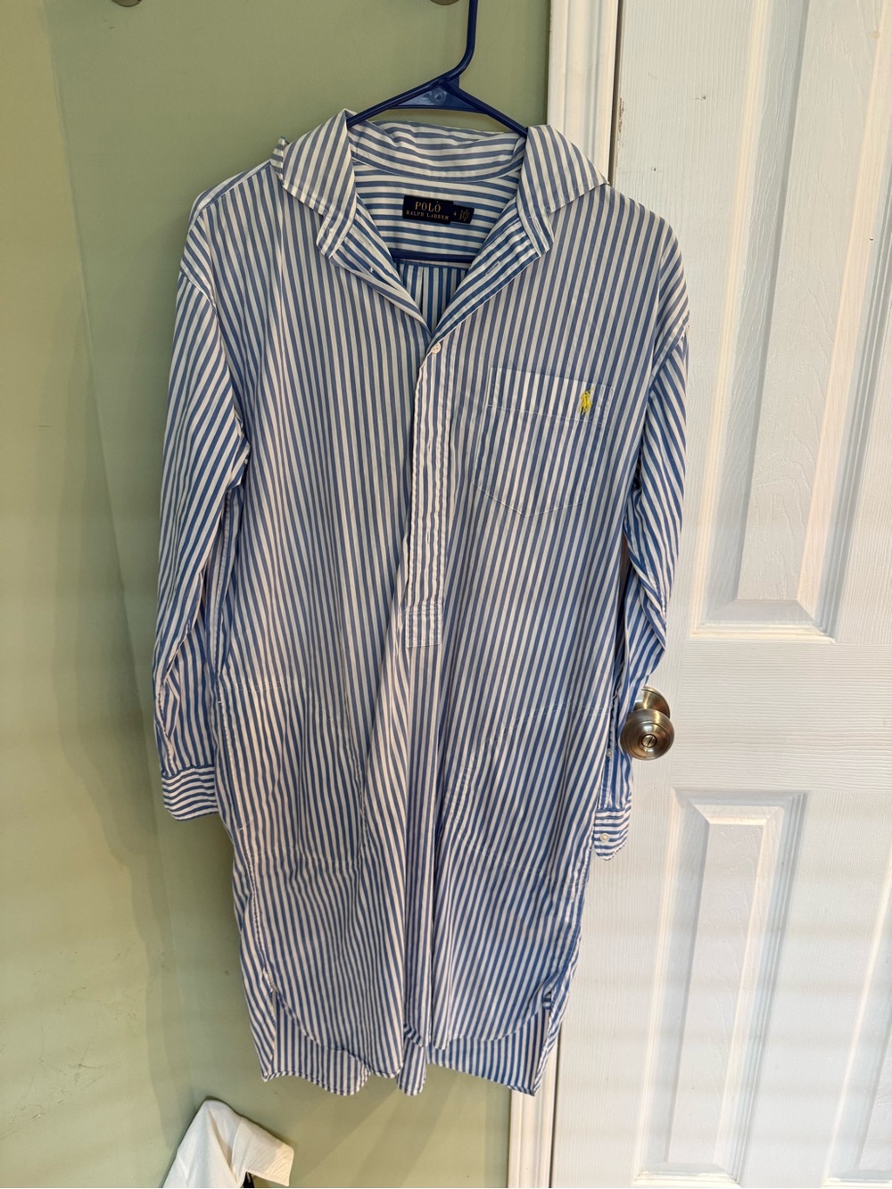 Polo by Ralph Lauren Blue & White Stripe Midi Shirt Dress